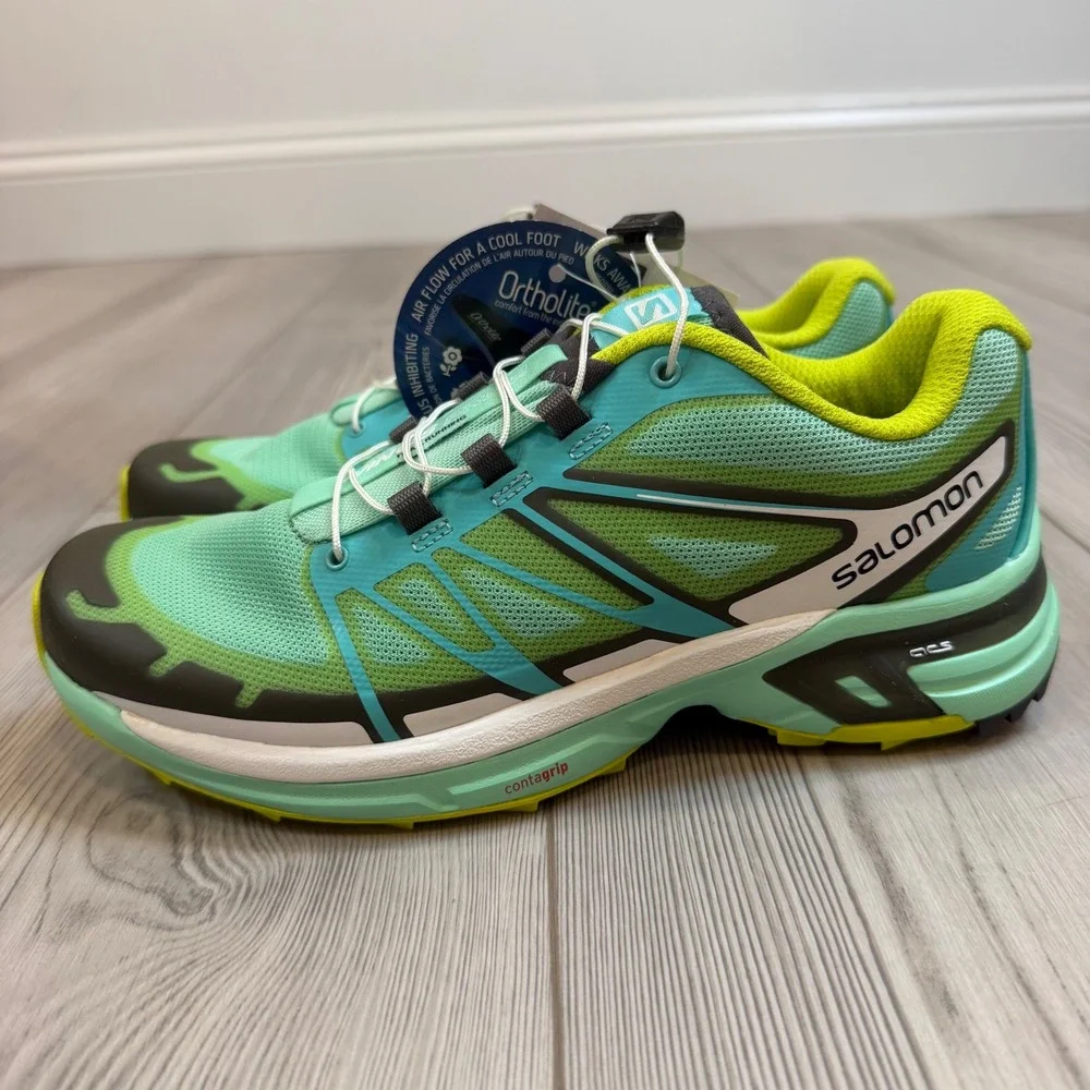 Salomon Wings Pro 2 W Trail Running Shoes Lucite Green Gecko Green 379088 6 NEW